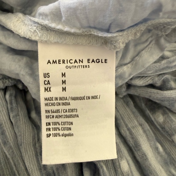 American Eagle Blue Boho Cotton Pocketed Midi Dress - Picture 6 of 6